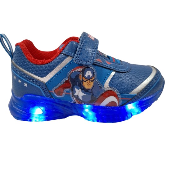 Captain America Kids Light Up Shoes Toddler Sneakers Blue Size 9 New 17‎ (cms) - Picture 11 of 14
